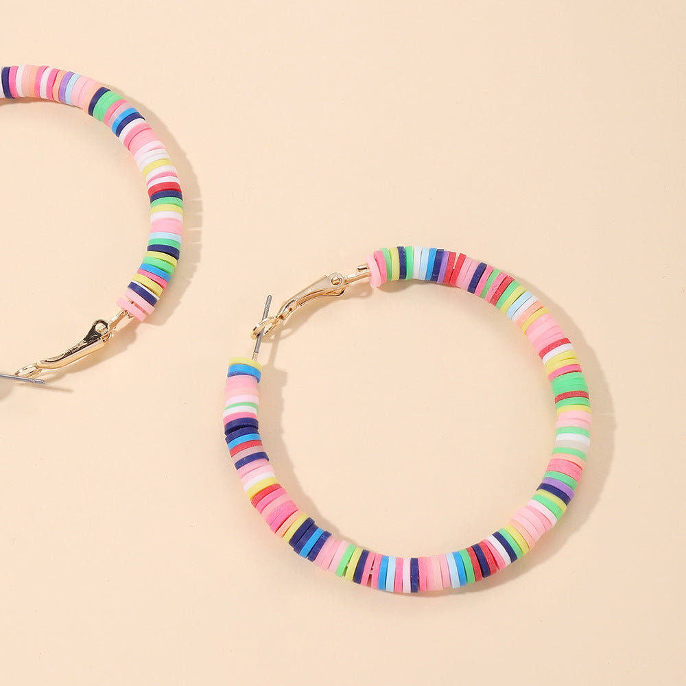 Wholesale Boho Casual Mixed Color Soft Clay C-shaped Exaggerated Earrings